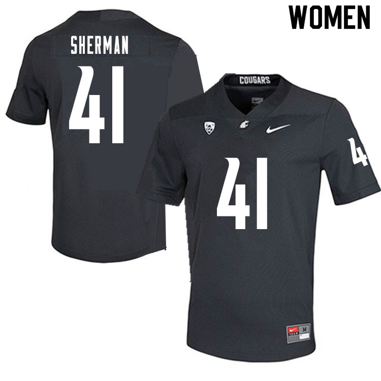 Women #41 Dillon Sherman Washington State Cougars College Football Jerseys Sale-Charcoal